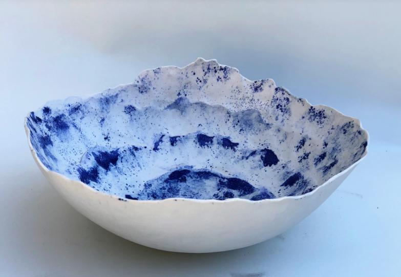 Sch.8.6 porselein blauw gespot diameter 25cm prijscode *